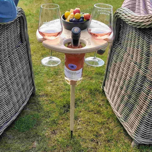 Picky Opvouwbare Wijnpicknicktafel – Compact Houten Buitenmeubel met Glashouders