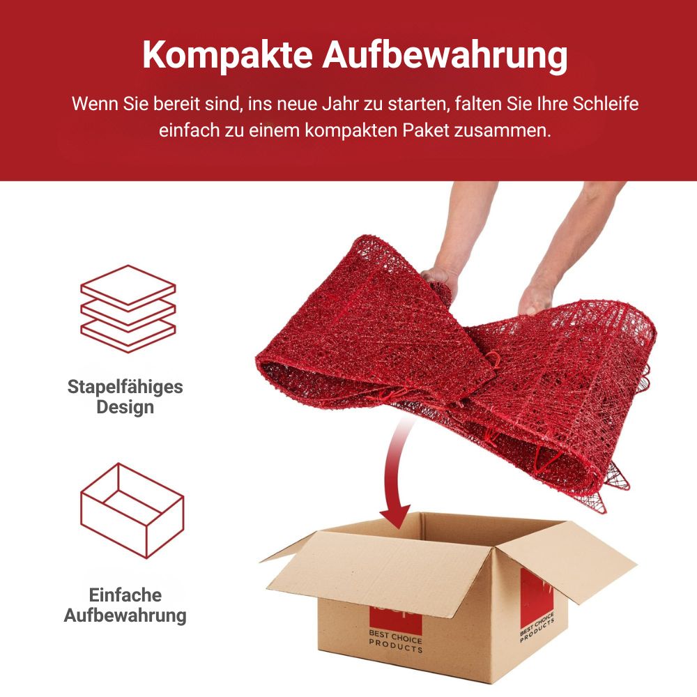 LichtLuxe LED Kerststrik – Verlichte Strik met 8 Modussen en Timer voor Binnen en Buiten