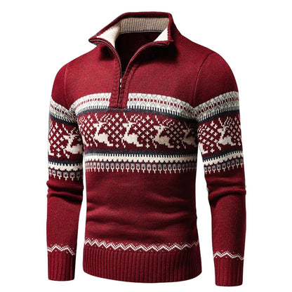 Gezellige wintertrui met rits en hoge kraag voor heren – Heren Comfortabel Warm Model Lars