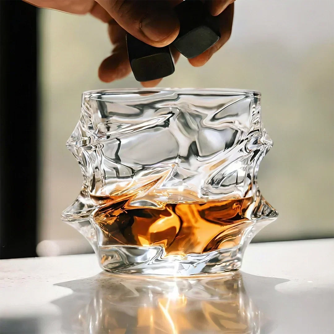 Golfstructuur Kristallen Whiskeyglas – Japanse Vakmanschap voor Optimale Grip en Smaakbeleving