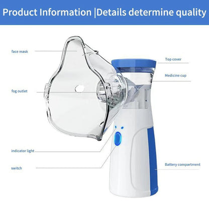 CompactMist Handheld Mesh Nebulizer – Oplaadbaar, Stille werking voor thuis en onderweg