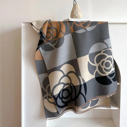 Omkeerbare Kasjmier Wintersjaal met Gedrukt Patroon – Elegant en Warm