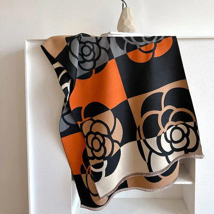 Omkeerbare Kasjmier Wintersjaal met Gedrukt Patroon – Elegant en Warm