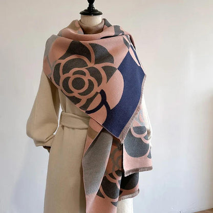 Omkeerbare Kasjmier Wintersjaal met Gedrukt Patroon – Elegant en Warm