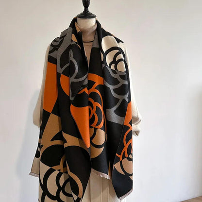 Omkeerbare Kasjmier Wintersjaal met Gedrukt Patroon – Elegant en Warm