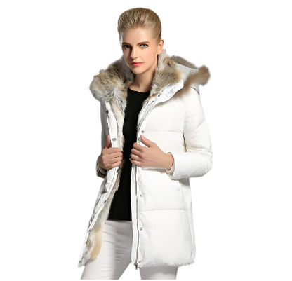 SnowLuxe Dames Winterjas – Gewatteerde Jas met Capuchon en Warme Pasvorm