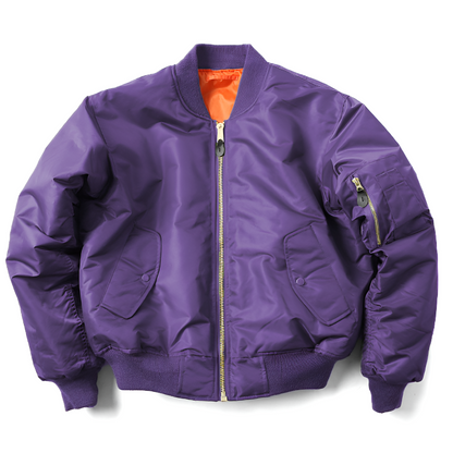 Klassiek unisex bomberjack met ribgebreide afwerkingen