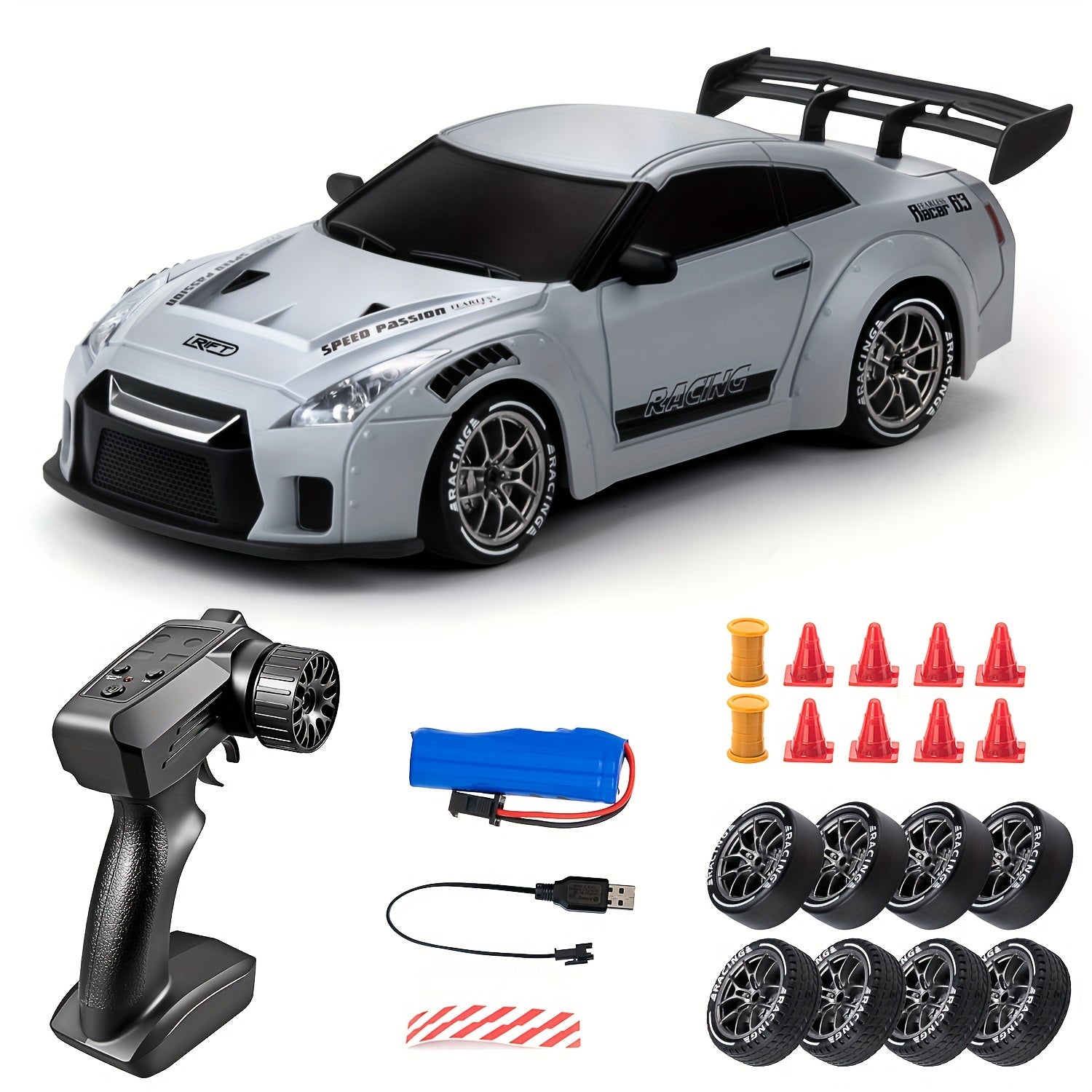RC Drift Auto 4WD 2.4GHz met LED Lichten | Oplaadbare Batterij, Snelheid en Drift | Radiografisch Speelgoed voor Jongens & Meisjes