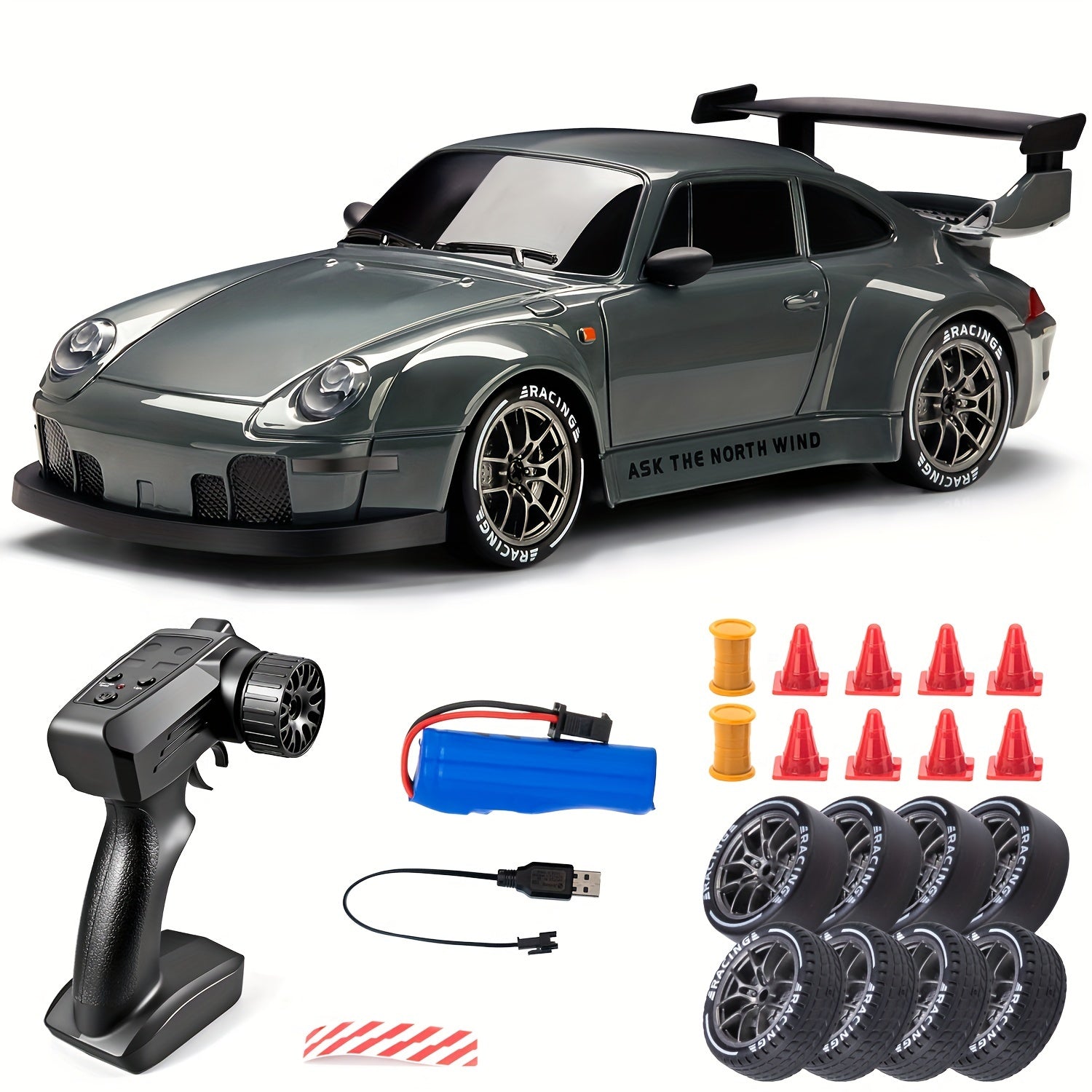 RC Drift Auto 4WD 2.4GHz met LED Lichten | Oplaadbare Batterij, Snelheid en Drift | Radiografisch Speelgoed voor Jongens & Meisjes