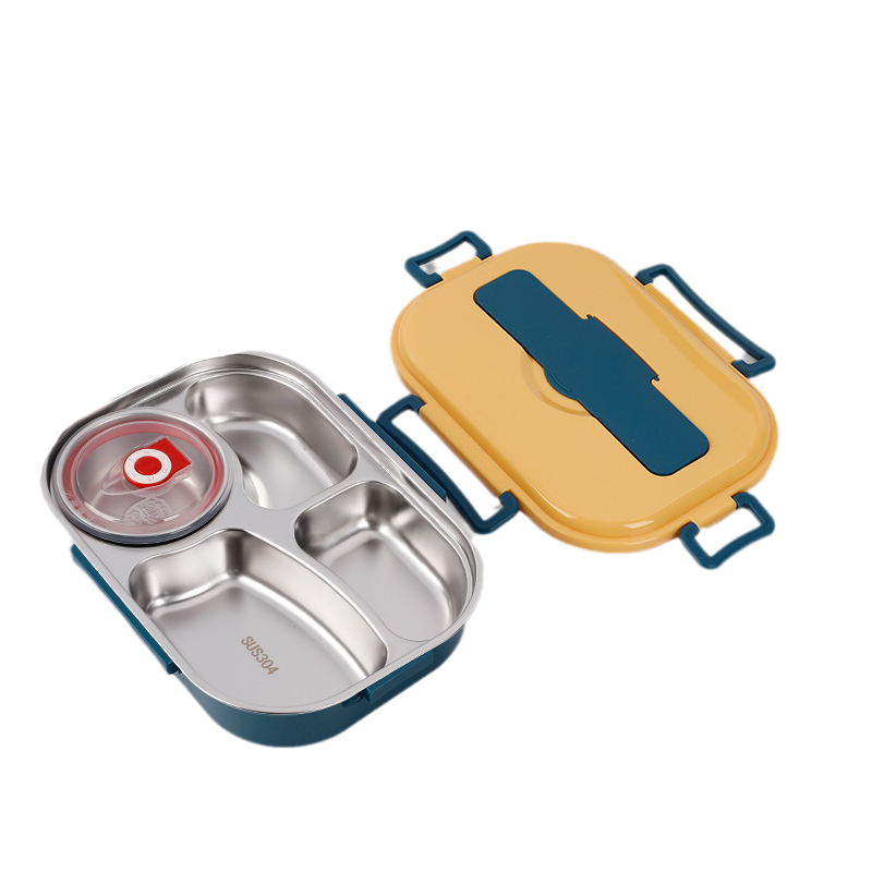 Roestvrijstalen thermobox - Roestvrijstalen interieur - 3 of 4 compartimenten met soepkom - Wandklok