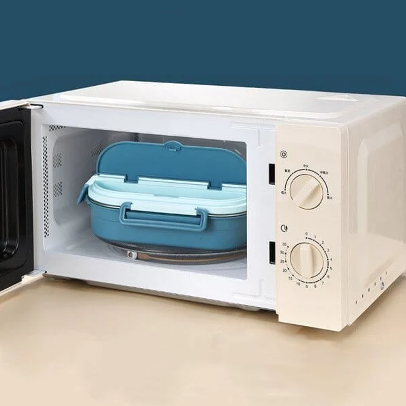 Roestvrijstalen thermobox - Roestvrijstalen interieur - 3 of 4 compartimenten met soepkom - Wandklok