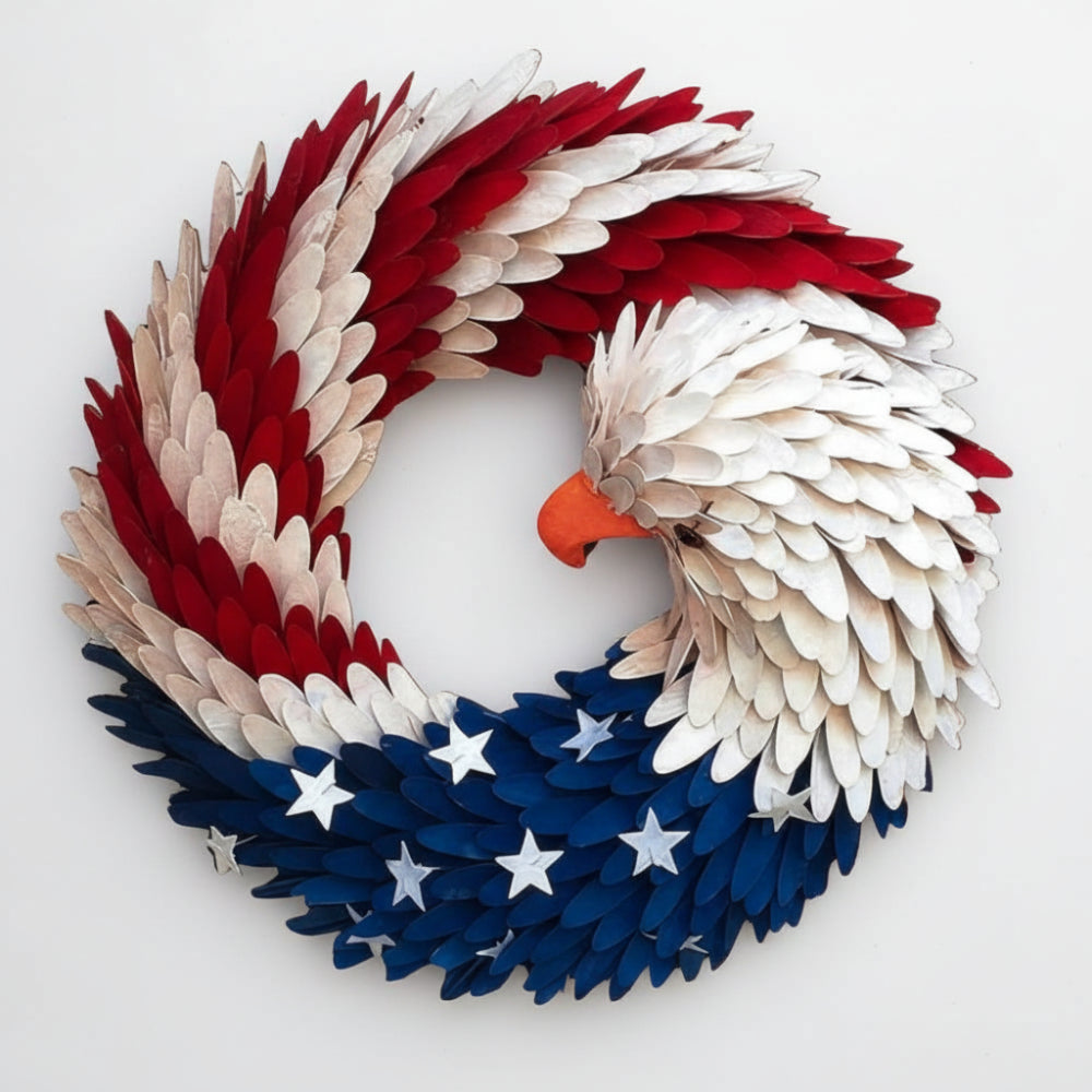 Patriottische Bald Eagle Houten Krans | Handgemaakte Rustieke Decor met Weerbestendig Ontwerp