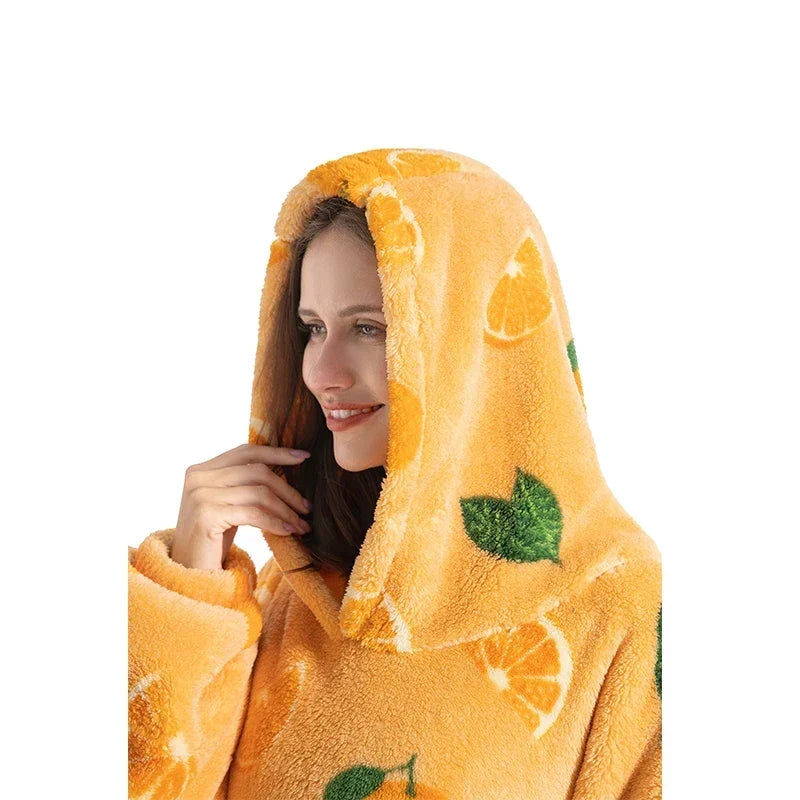 Sherpa Fleece Loungedeken met Mouwen en Capuchon 140cm - Oversized Draagbare Huisdeken