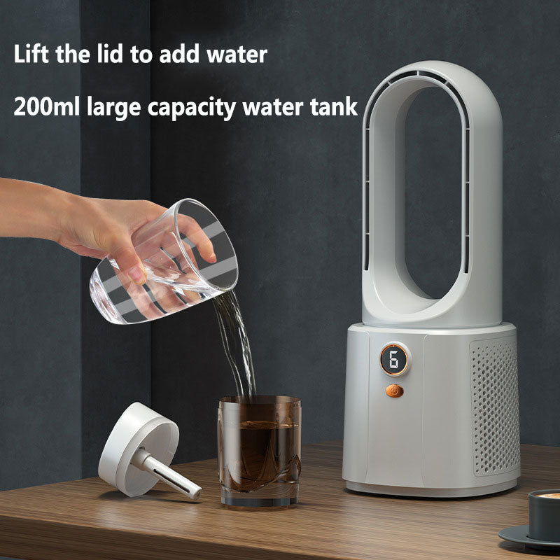 LuchtBries bladloze ventilator – met nachtlampje en luchtbevochtiger voor stille verkoeling