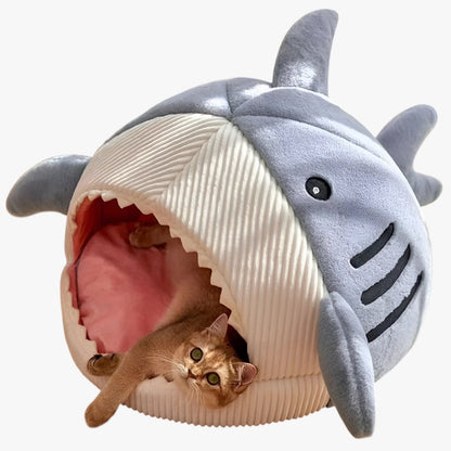 SoftBloom Haai Kattenbed – Gezellige Schuilplaats voor Binnen