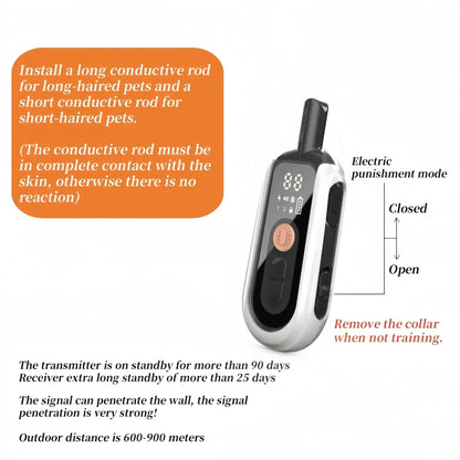 Waterdichte Trainingshalsband met Afstandsbediening – Vibratie, Piep en Statische Standen