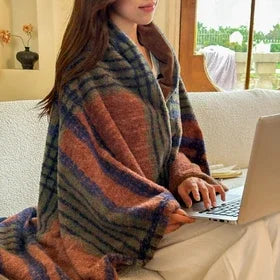 Omkeerbare Geruite Plaid met Kasjmierlook - Zachte Polyester Deken voor Bank, Bed en Reizen
