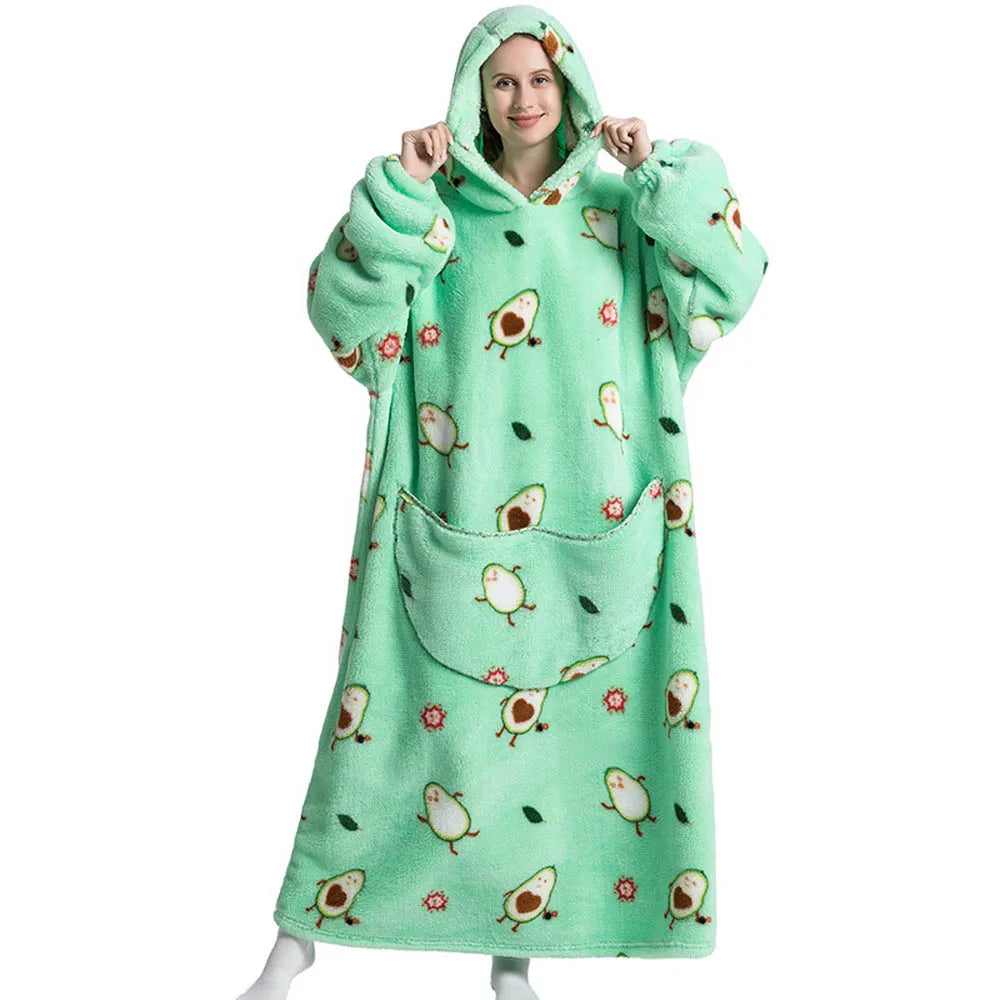 Sherpa Fleece Loungedeken met Mouwen en Capuchon 140cm - Oversized Draagbare Huisdeken
