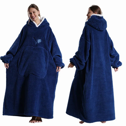 Oversized Sherpa Fleece Loungewear Hoodie - Dubbelzijdig Draagbare Deken met Capuchon