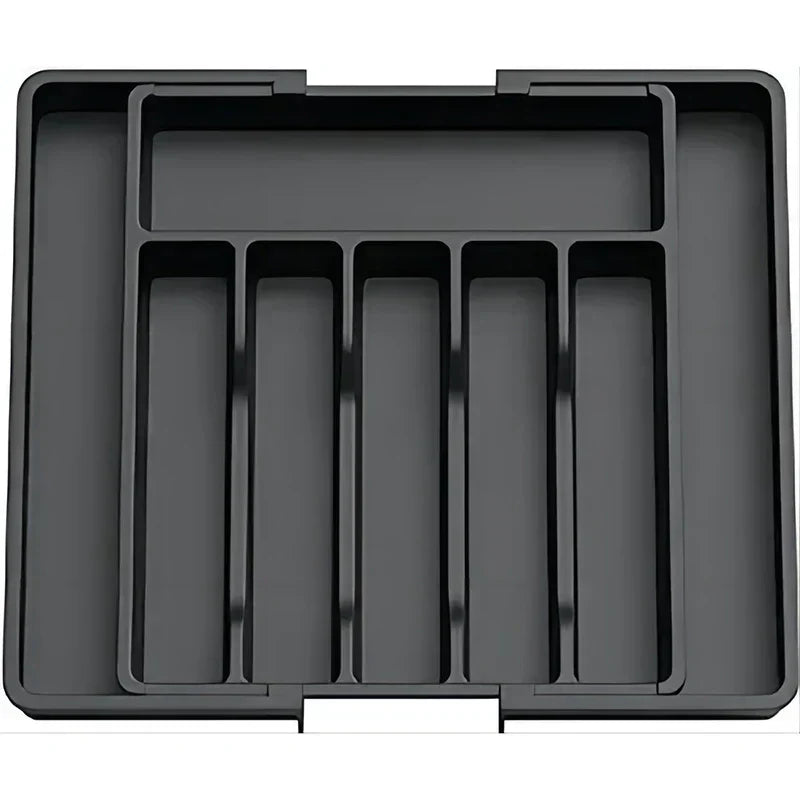 Uitschuifbare bestekorganizer met verstelbare vakken | 38×35 cm | PP-kunststof