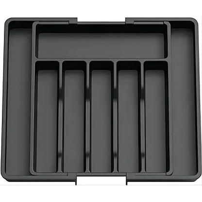 Uitschuifbare bestekorganizer met verstelbare vakken | 38×35 cm | PP-kunststof