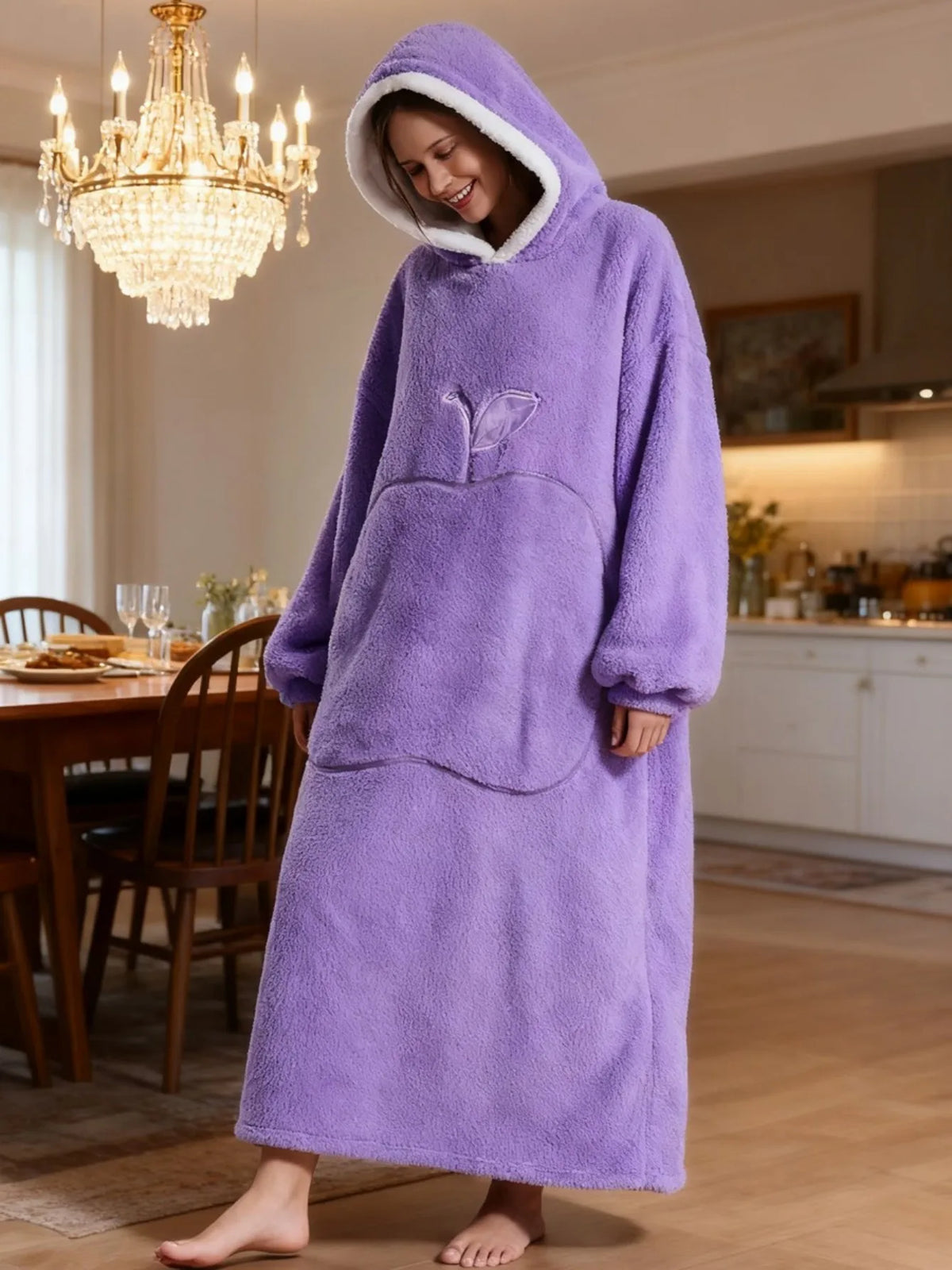 Oversized Sherpa Fleece Loungewear Hoodie - Dubbelzijdig Draagbare Deken met Capuchon