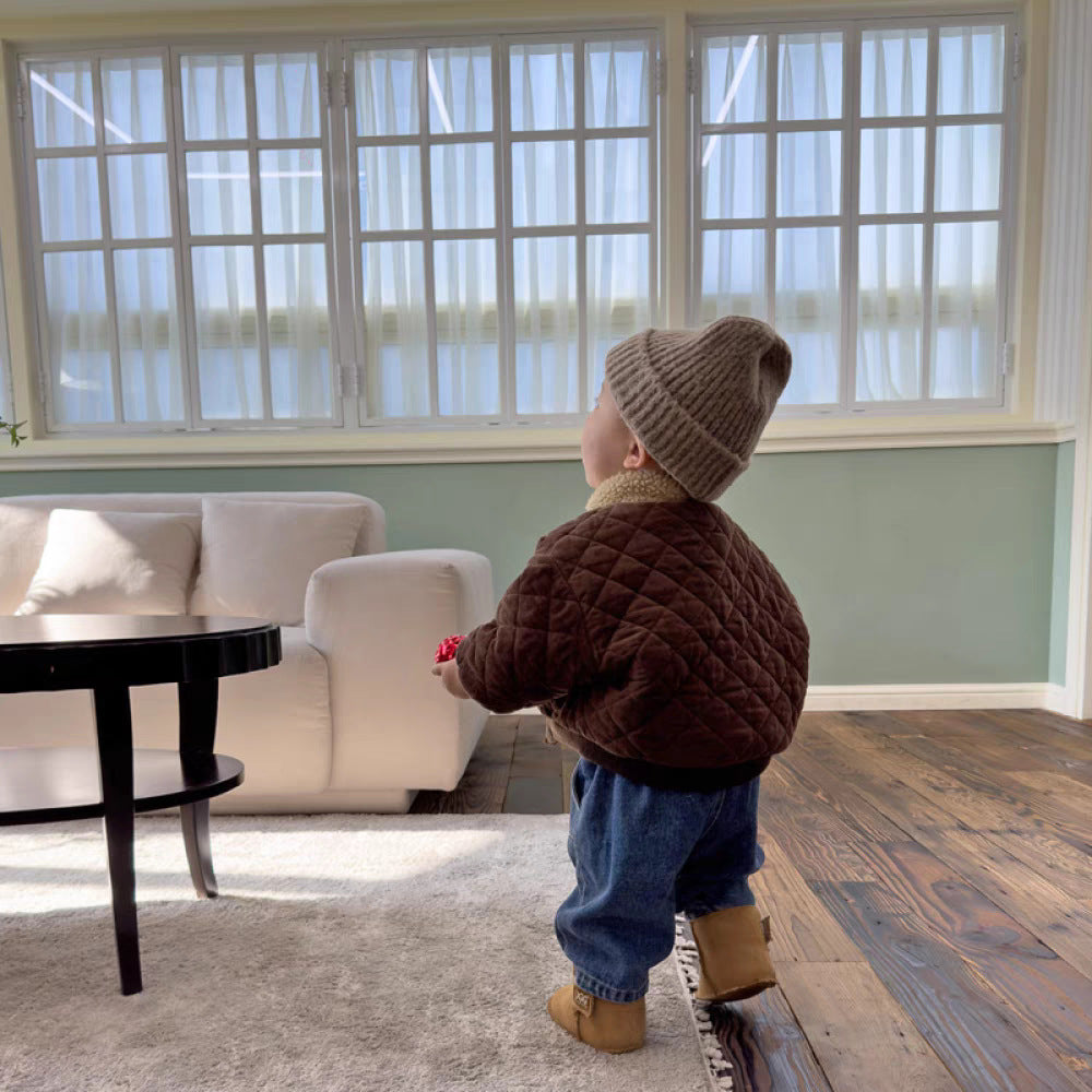 WarmNest Gewatteerde Kinderjas – Zachte Sherpa Voering & Comfortabele Winterjas voor Jongens