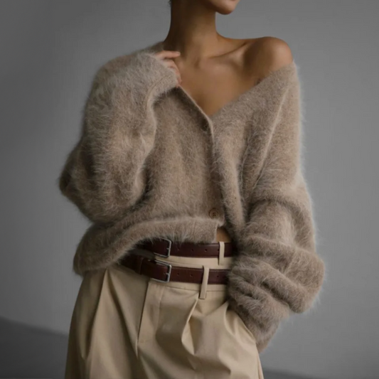 Luxe Damesvest WolZacht – Oversized Kasjmier met V-hals en Knopen