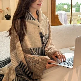 Omkeerbare Geruite Plaid met Kasjmierlook - Zachte Polyester Deken voor Bank, Bed en Reizen