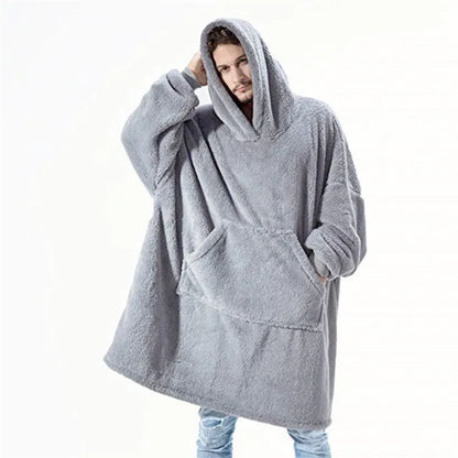 Oversized Fleece Loungedeken met Capuchon - Dubbelzijdig Zachte Huisdeken