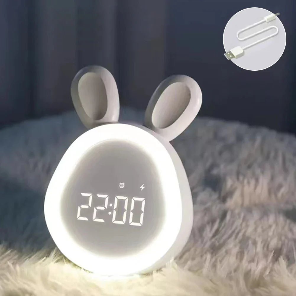 WakkerKonijn – Kinderwekker met LED-nachtlampje en speels konijnendesign