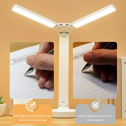 Verstelbare LED-bureaulamp met telefoonhouder - Oplaadbaar en dimbaar