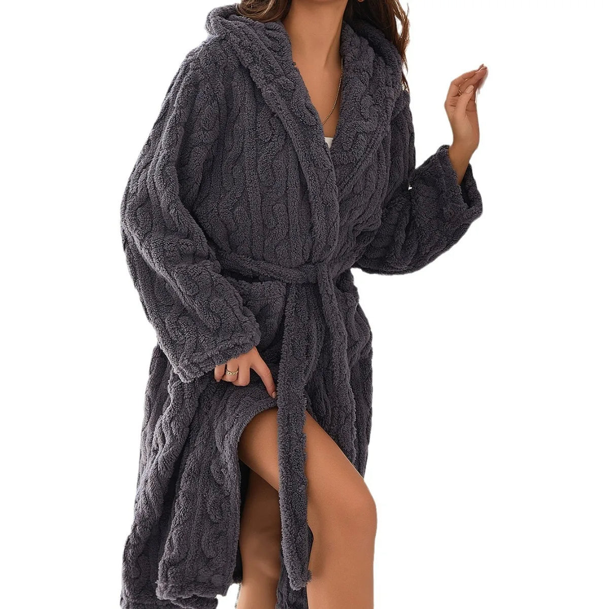 Roze Koraalfleece Badjas met Capuchon – Zacht en Warm