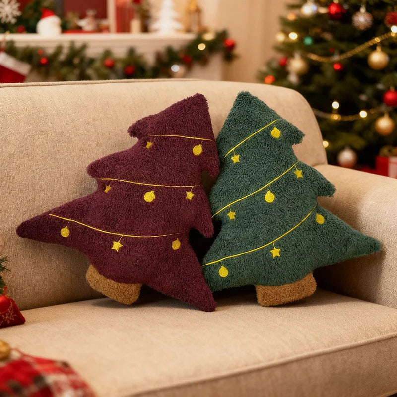 Feestelijke Kerstboom Knuffelkussen - Zachte Lendensteun voor Bank en Stoel