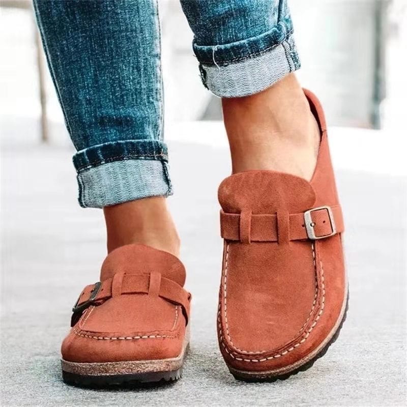 Retro instap sandalen van suede met orthopedisch comfort - Solenza