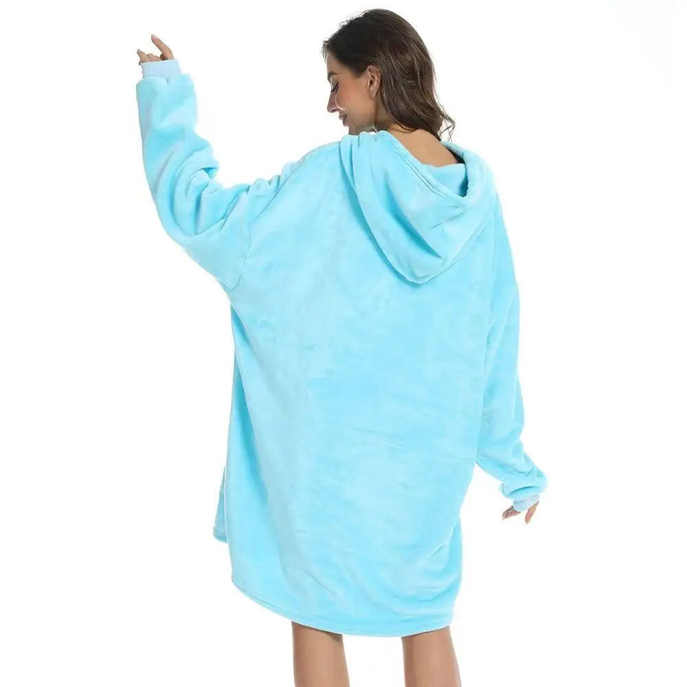 Omkeerbare Fleece Loungewear Hoodie Deken met Kangoeroezak - Oversized Huisplunje