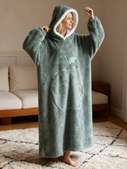 Oversized Sherpa Fleece Loungewear Hoodie - Dubbelzijdig Draagbare Deken met Capuchon