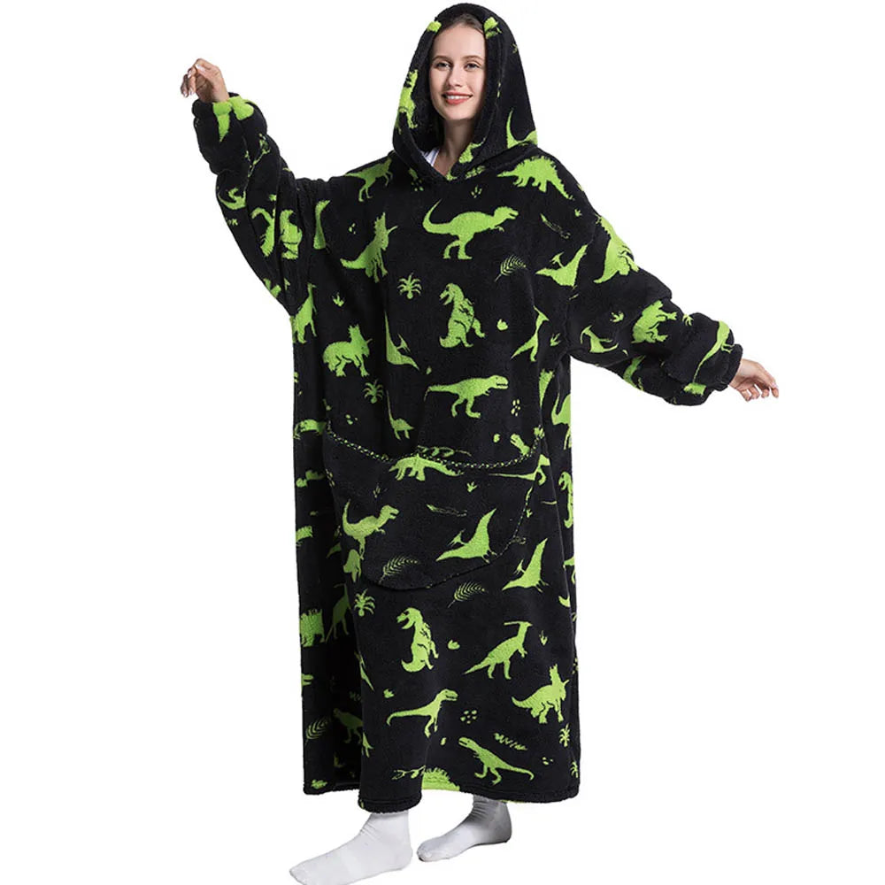 Sherpa Fleece Loungedeken met Mouwen en Capuchon 140cm - Oversized Draagbare Huisdeken
