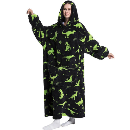 Sherpa Fleece Loungedeken met Mouwen en Capuchon 140cm - Oversized Draagbare Huisdeken