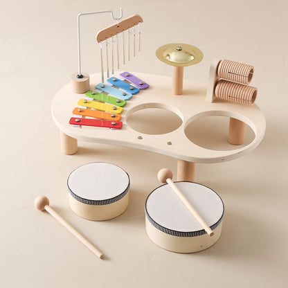 Houten Muziektafel voor Kinderen met Instrumenten en Speelfuncties