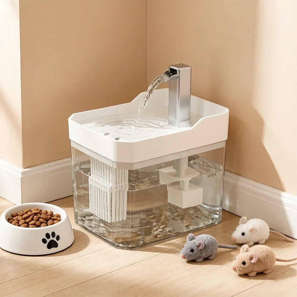 Circulerende Kattenwaterfontein met Filter - 1,5L Transparant