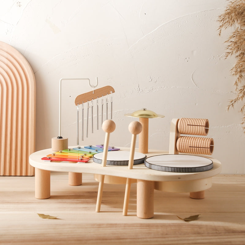 Houten Muziektafel voor Kinderen met Instrumenten en Speelfuncties