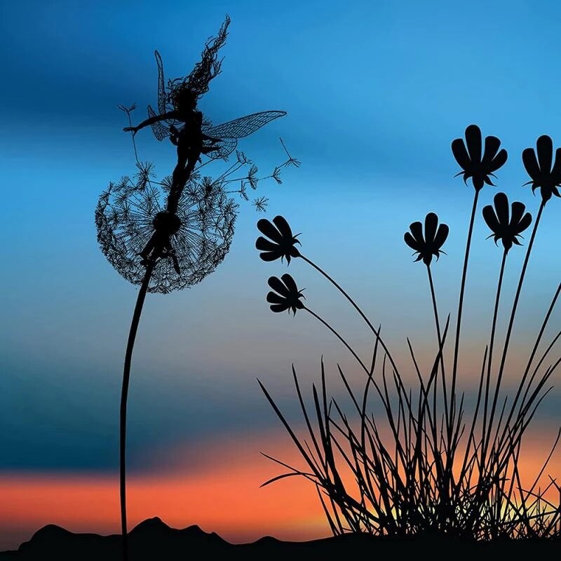 Dansende Tuinfee – Magische Feeëntuin Beeld met Paardenbloem