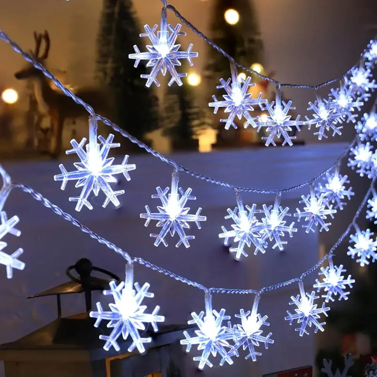 Sneeuwvlok LED Lichtsnoer Batterij - Sfeerverlichting Binnen Buiten