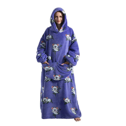 Sherpa Fleece Loungedeken met Mouwen en Capuchon 140cm - Oversized Draagbare Huisdeken