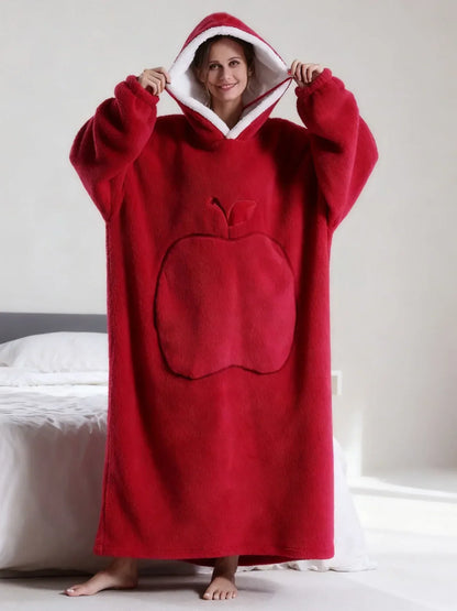 Oversized Sherpa Fleece Loungewear Hoodie - Dubbelzijdig Draagbare Deken met Capuchon
