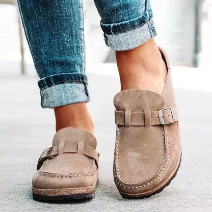 Retro instap sandalen van suede met orthopedisch comfort - Solenza