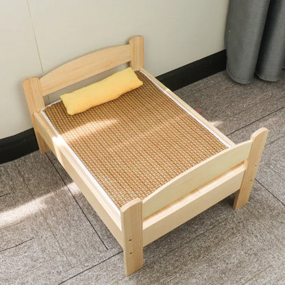 WoofWood | Houten hondenmand/kennel | Houten Hondenmand Vier Seizoenen – Waterdicht Handgemaakt Frame, Semi-Gesloten Kennel Hondenhuis voor Binnenshuis Gebruik