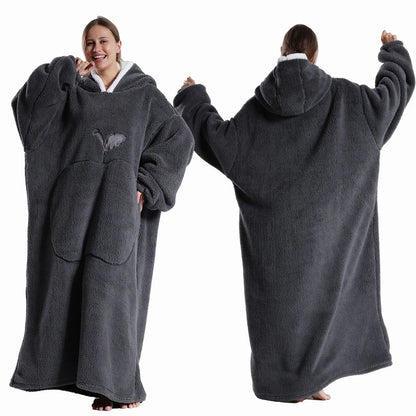 Oversized Sherpa Fleece Loungewear Hoodie - Dubbelzijdig Draagbare Deken met Capuchon