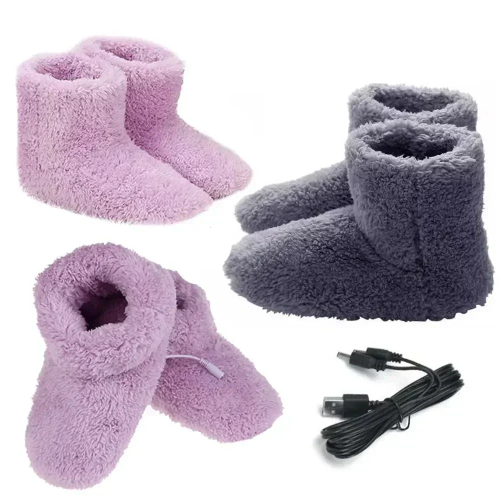 WarmEase USB Heated Slippers – Plush Winter Comfort with Adjustable Warmth